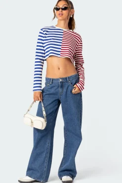 Oversized Striped Long Sleeve T Shirt