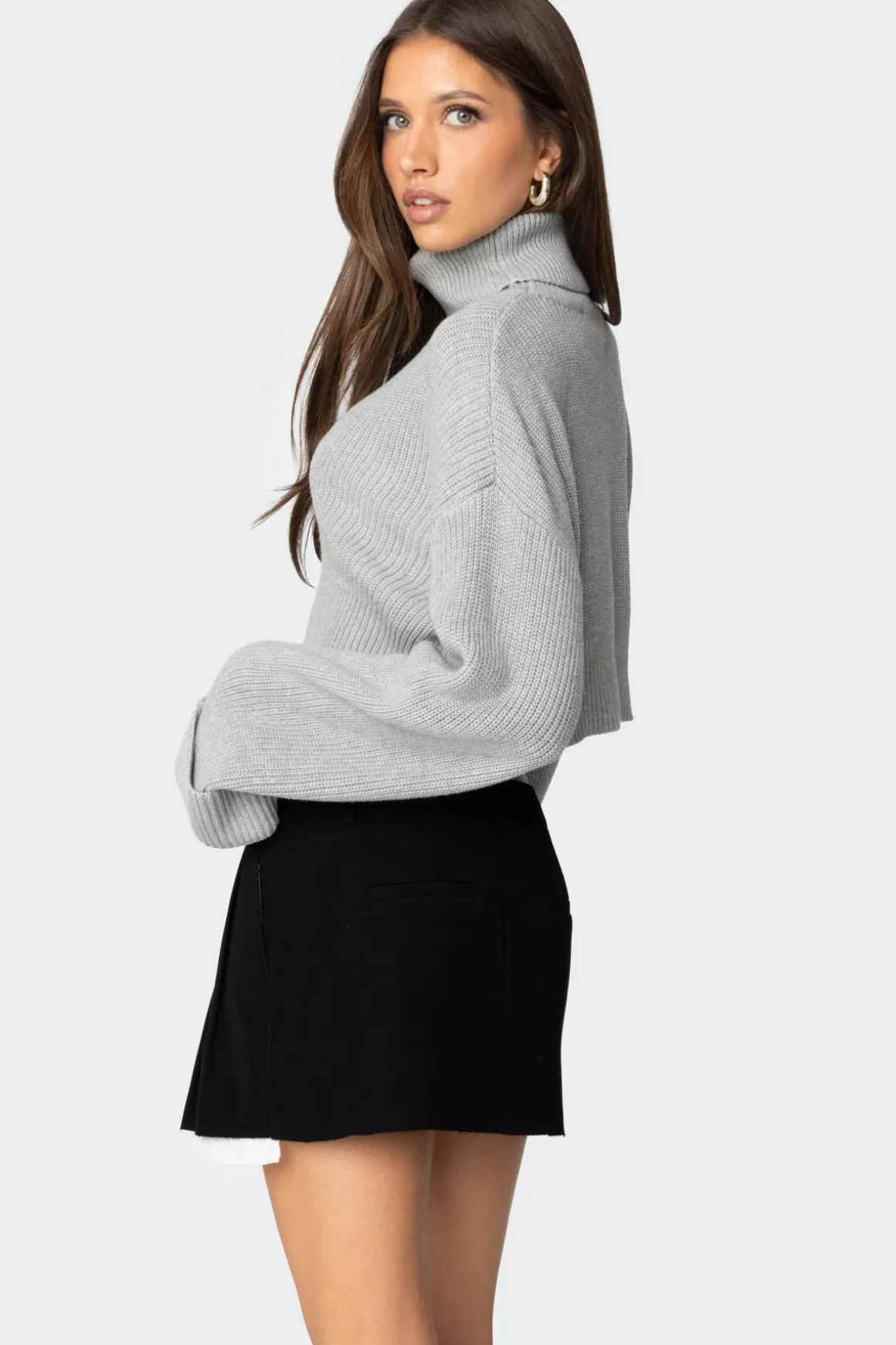 Oversized Turtle Neck Cropped Sweater