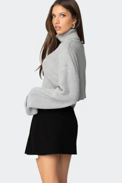 Oversized Turtle Neck Cropped Sweater