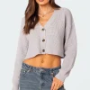 Oversized Waffle Knit Cropped Cardigan