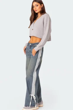 Oversized Waffle Knit Cropped Cardigan