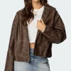 Oversized Washed Faux Leather Jacket