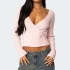 Paden Ribbed Knit Wrap Top