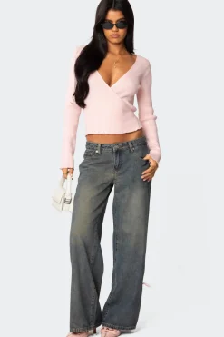Paden Ribbed Knit Wrap Top