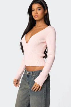 Paden Ribbed Knit Wrap Top