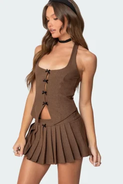 Palmer Plaid Bow Halter Top