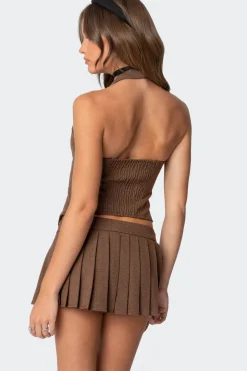 Palmer Plaid Bow Halter Top