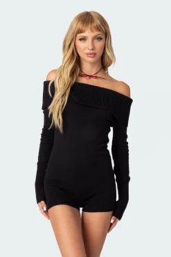 Pandorah Off Shoulder Knitted Romper