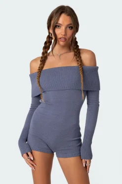 Pandorah Off Shoulder Knitted Romper