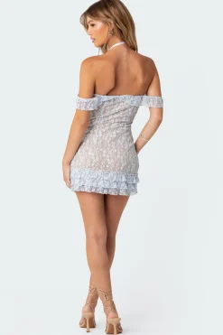 Paradise Ruffle Lace Mini Dress