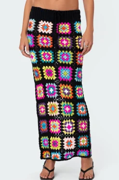 Patchwork Crochet Maxi Skirt
