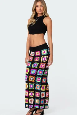 Patchwork Crochet Maxi Skirt