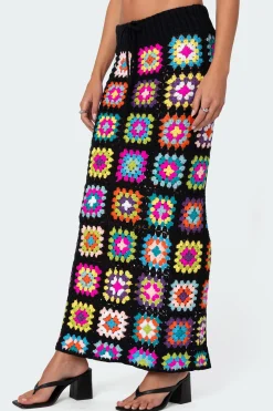 Patchwork Crochet Maxi Skirt