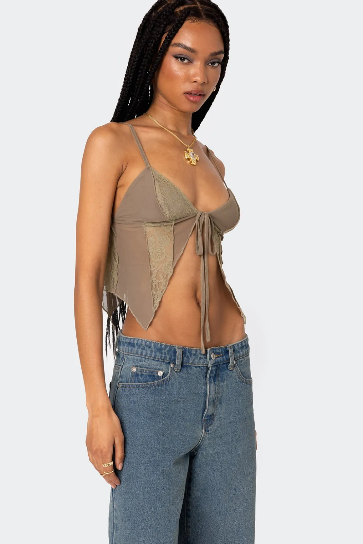 Patchwork Lacey Mesh Top