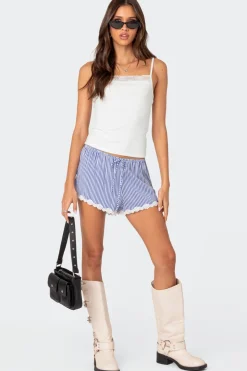 Patty Striped Lace Trim Shorts
