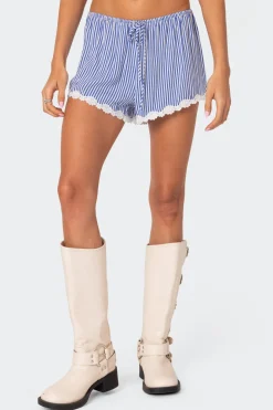 Patty Striped Lace Trim Shorts