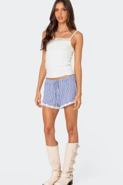 Patty Striped Lace Trim Shorts