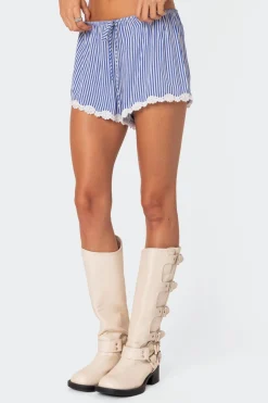 Patty Striped Lace Trim Shorts