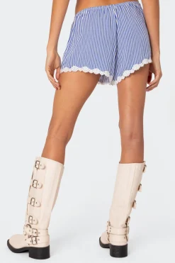Patty Striped Lace Trim Shorts
