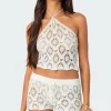 Peach Open Crochet Top