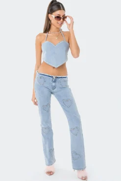 Pearly Heart Denim Top