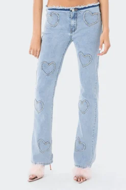 Pearly Heart Low-Rise Jeans