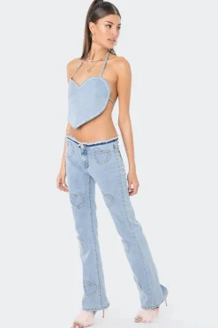 Pearly Heart Low-Rise Jeans