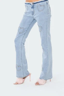 Pearly Heart Low-Rise Jeans