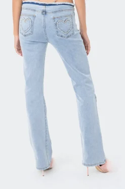Pearly Heart Low-Rise Jeans