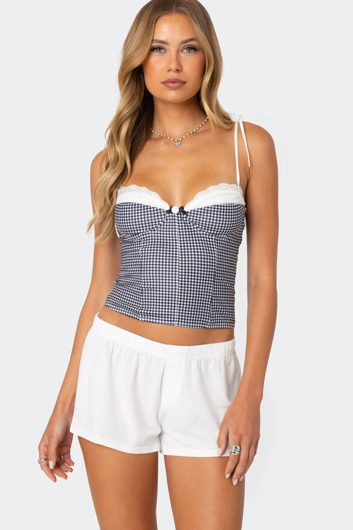 Peekaboo Lacey Gingham Corset