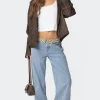 Peekaboo Plaid Low Rise Jeans