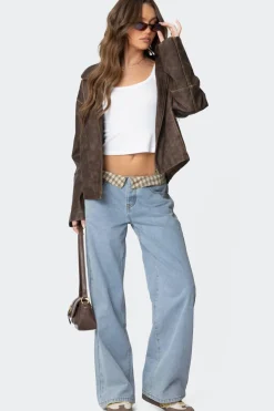 Peekaboo Plaid Low Rise Jeans