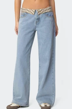 Peekaboo Plaid Low Rise Jeans