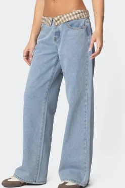 Peekaboo Plaid Low Rise Jeans