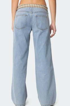 Peekaboo Plaid Low Rise Jeans