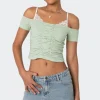 Peeking Lace Ruched Top