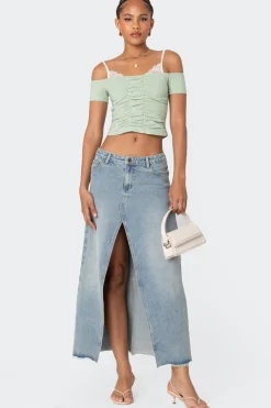 Peeking Lace Ruched Top