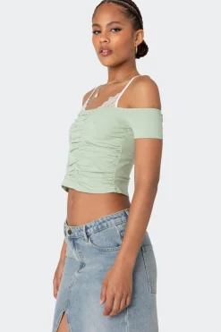 Peeking Lace Ruched Top