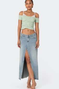 Peeking Lace Ruched Top