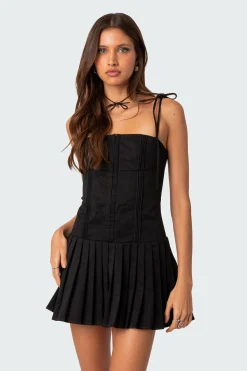 Perri Pleated Corset Mini Dress