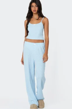 Petal Printed Waffle Pants