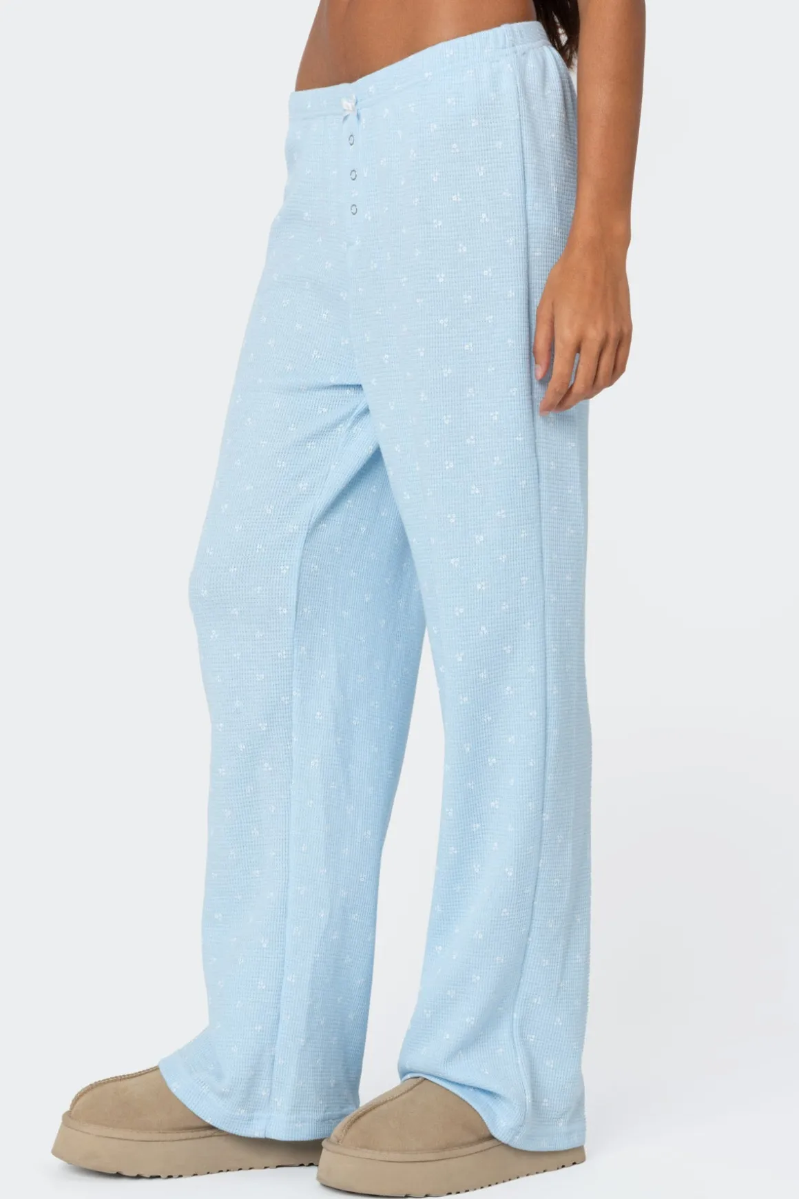 Petal Printed Waffle Pants