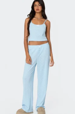 Petal Printed Waffle Pants