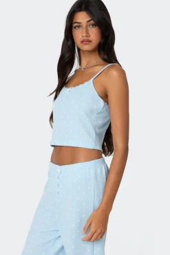 Petal Printed Waffle Tank Top