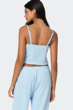 Petal Printed Waffle Tank Top