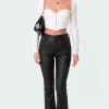 Petite Luna Faux Leather Flare Jeans