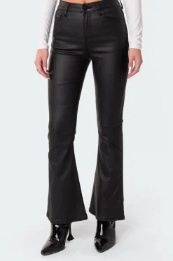 Petite Luna Faux Leather Flare Jeans