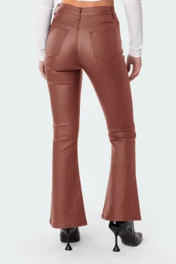 Petite Luna Faux Leather Flare Jeans