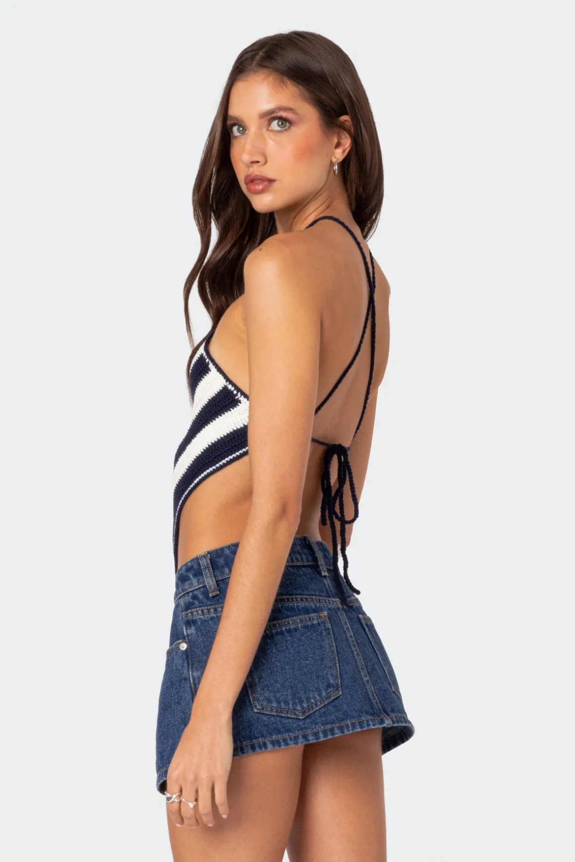 Petra Open Back Crochet Triangle Top