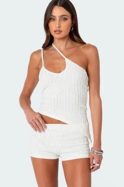 Phoebe Asymmetric Textured Knit Top